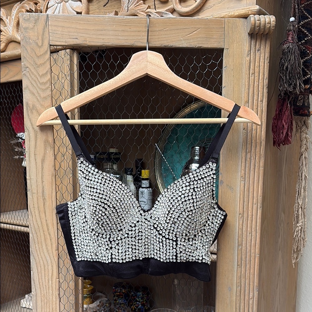Lydia USA Rhinestone Bejeweled Bustier Push Up Bra